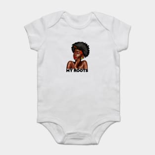 My African Roots, Black Pride, Afro African Woman Baby Bodysuit